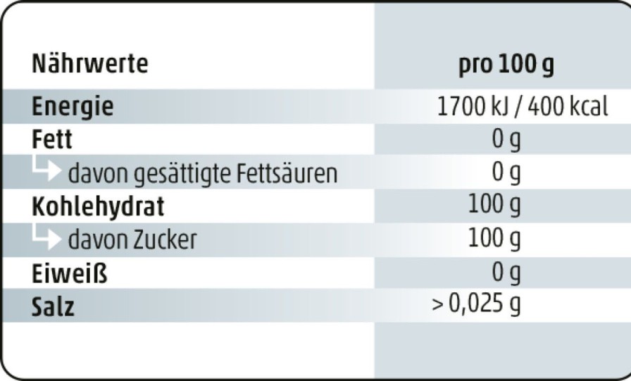 Wollenhaupt Beutel Etiketten & Mehr | Etikett "Nahrwertkennzeichnung - Zucker"